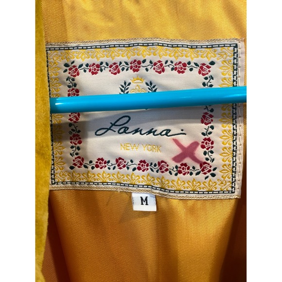 Lanna New York Suede Fringe Jacket Western Boho Style Mustard Yellow Size M - Picture 3 of 6